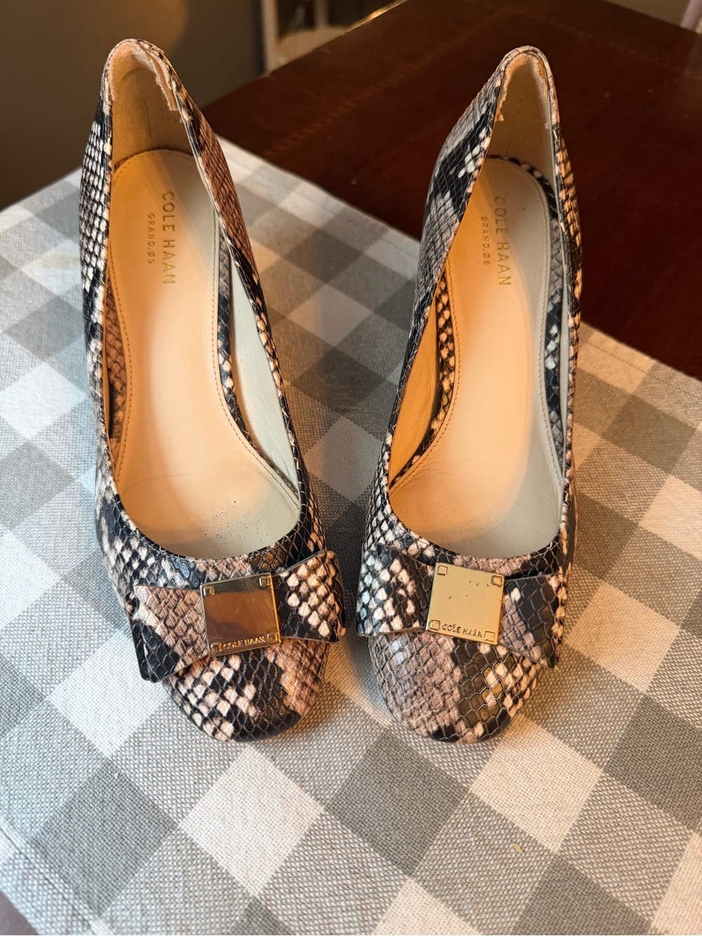 Cole Haan Snake-Print Pumps with Gold Accent